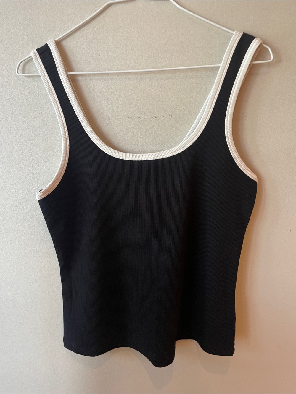 Black Tank Top with White Trim - Women's Top